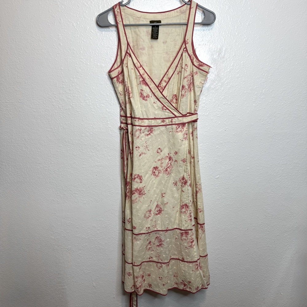Fei Anthropologie Sleeveless Floral Eyelet Wrap Dress Size 8
